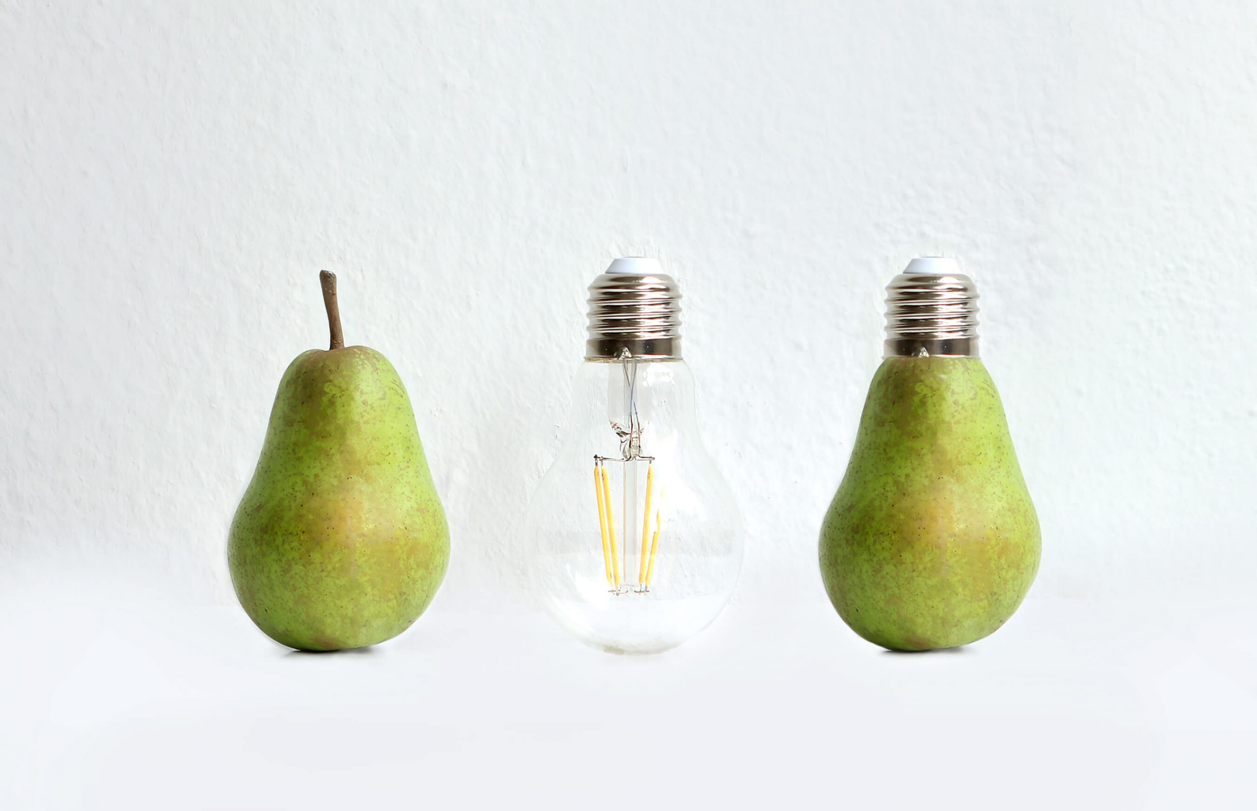 2 pears and a lightbulb